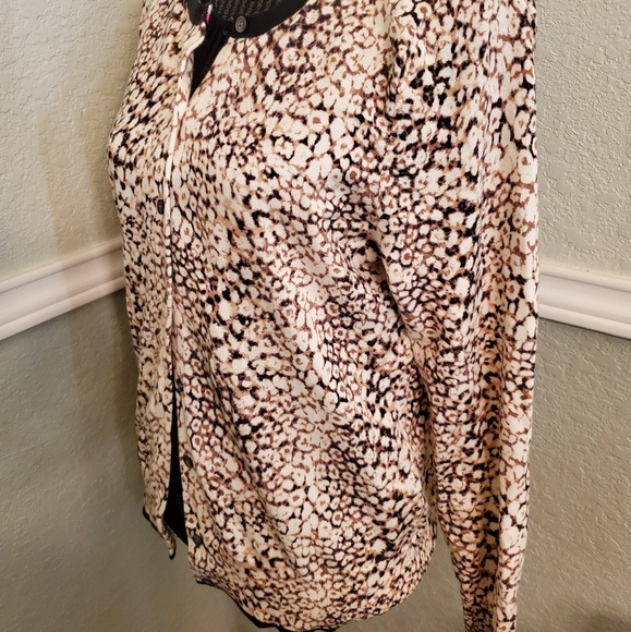 LANDS' END Leopard Print Cardigan Sweater - Picture 2 of 8